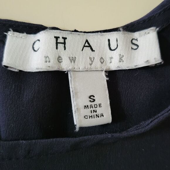 Chaus Women's Navy Stripe Zipper Back Long Sleeve Top - Picture 2 of 10